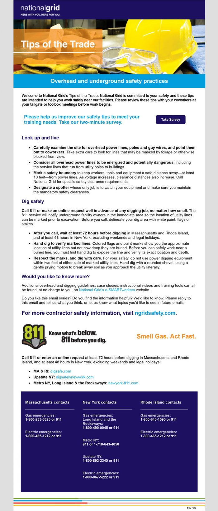 Tips of the Trade email – Overhead and underground safety practices