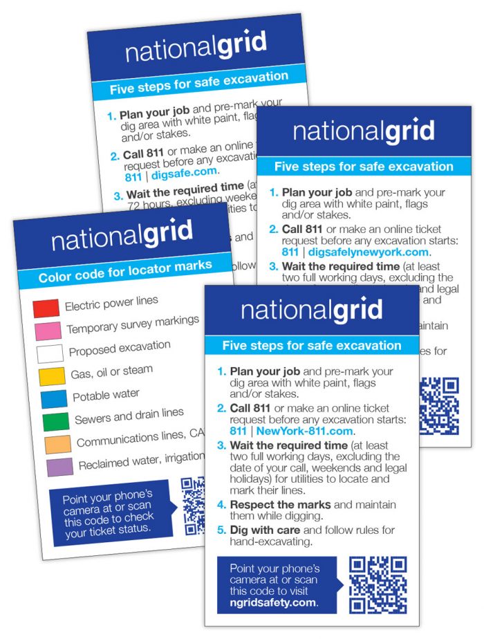 National Grid damage prevention wallet cards