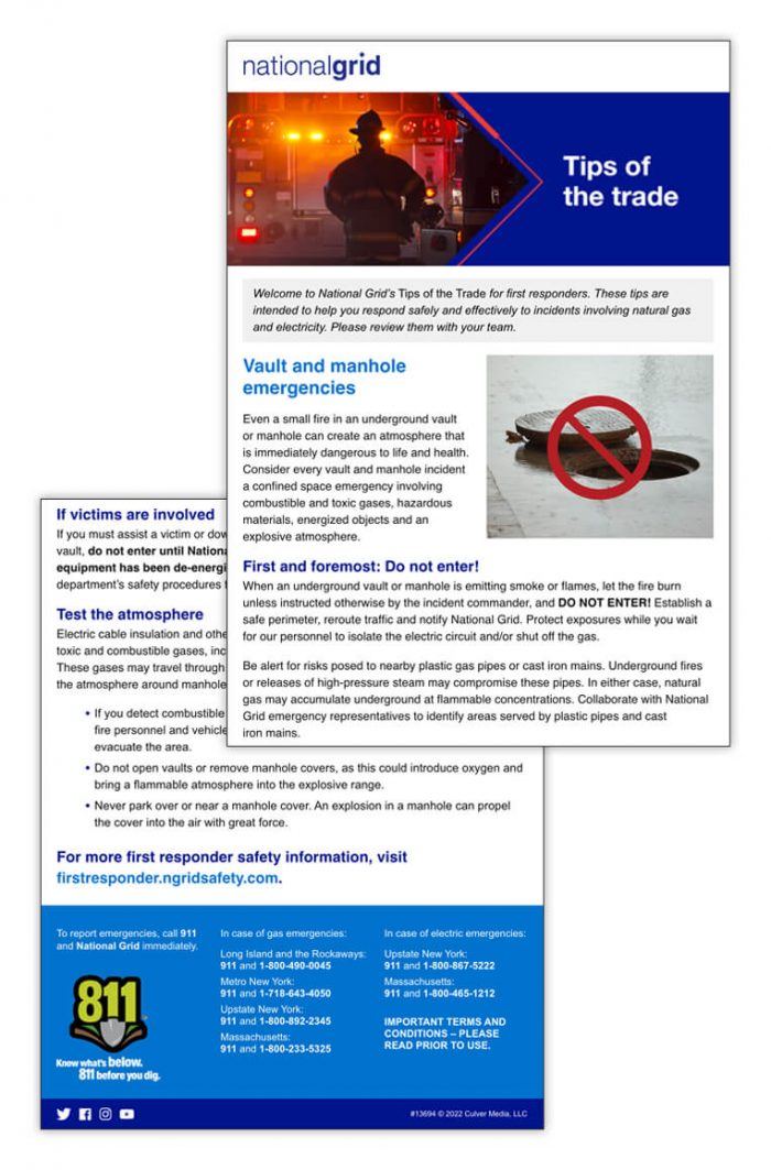 First responder tips of the trade email – Vault and manhole emergencies