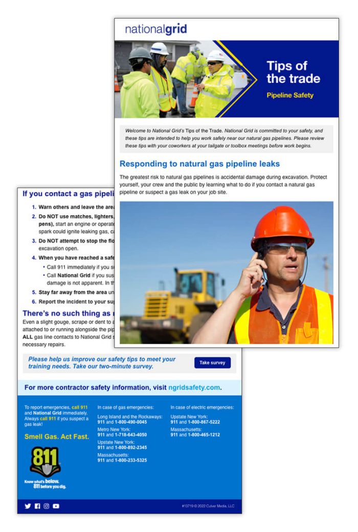 Pipeline Safety tips of the trade email – Responding to natural gas pipeline leaks