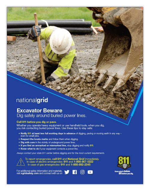 Excavator Beware flyer – Upstate New York