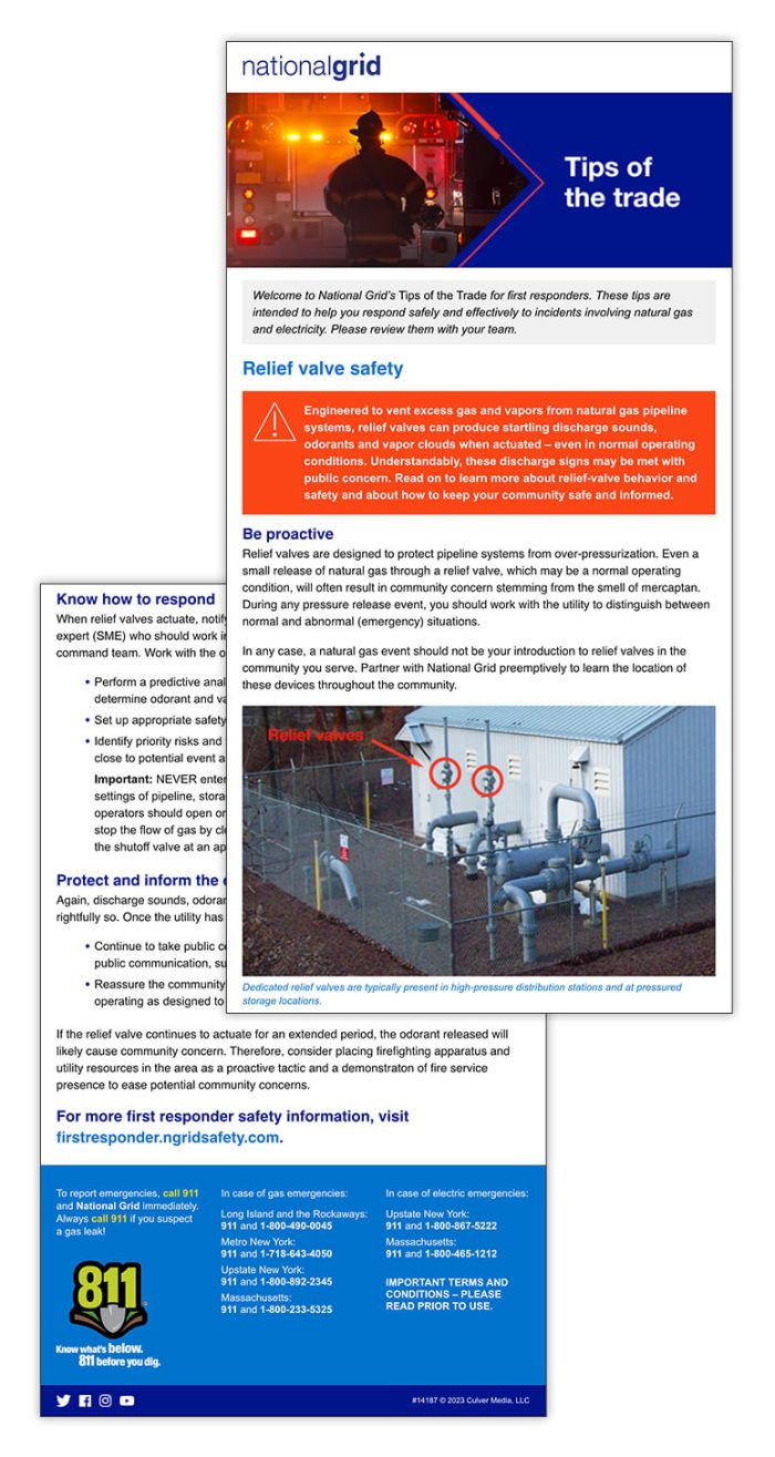 First responder tips of the trade email – Relief valve safety