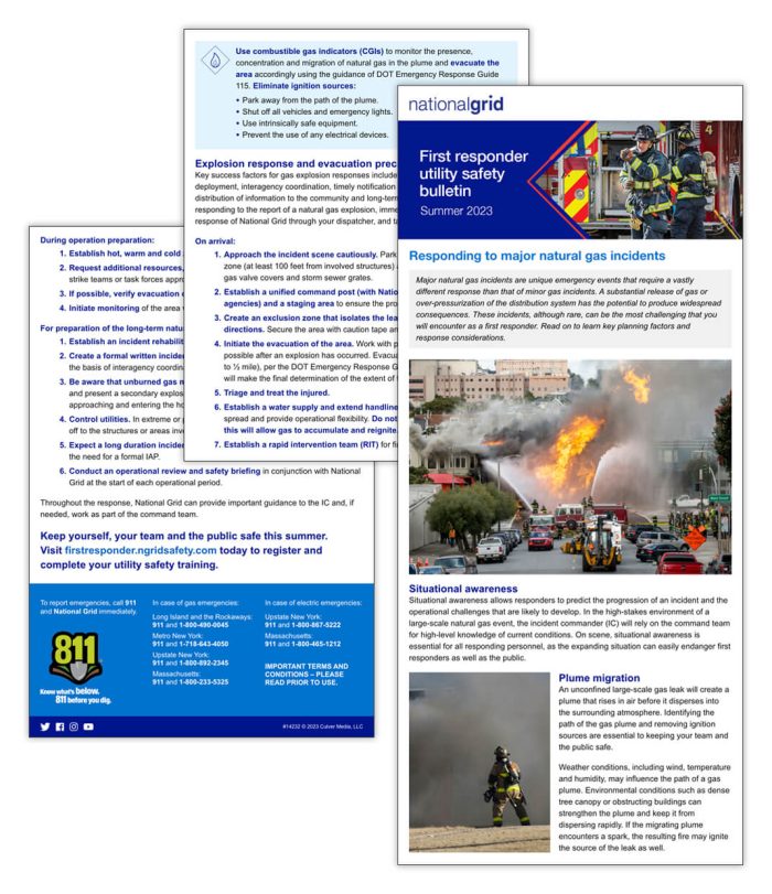 First responder utility safety bulletin – Summer 2023: Responding to major natural gas incidents