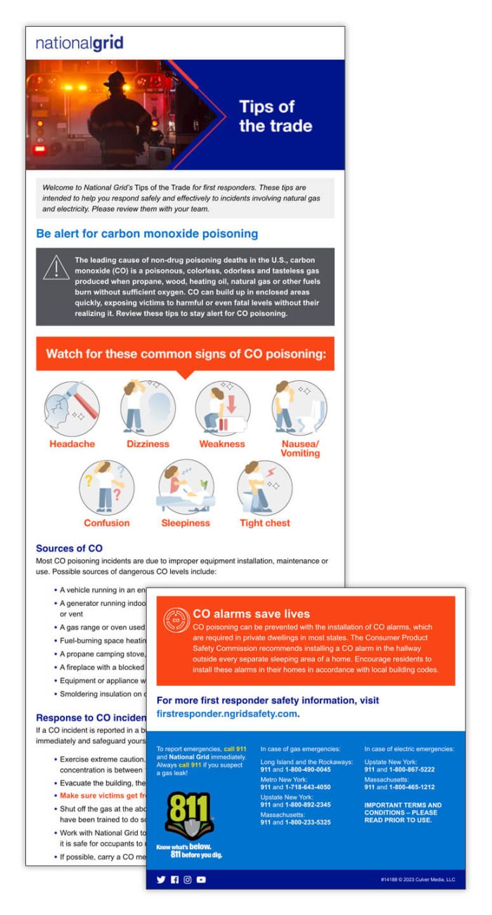 First responder tips of the trade email – Be alert for carbon monoxide poisoning