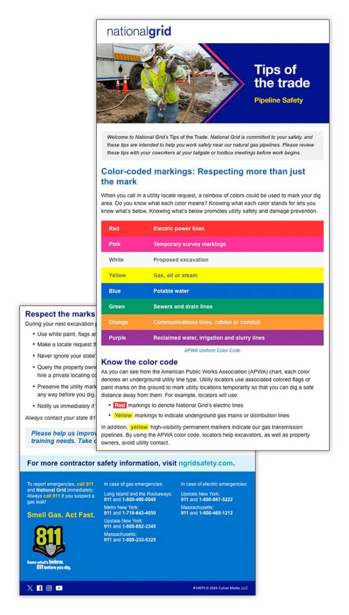 Pipeline Safety tips of the trade email – Color-coded markings: Respecting more than just the mark