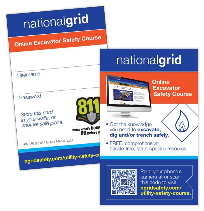 Online excavator safety course wallet cards