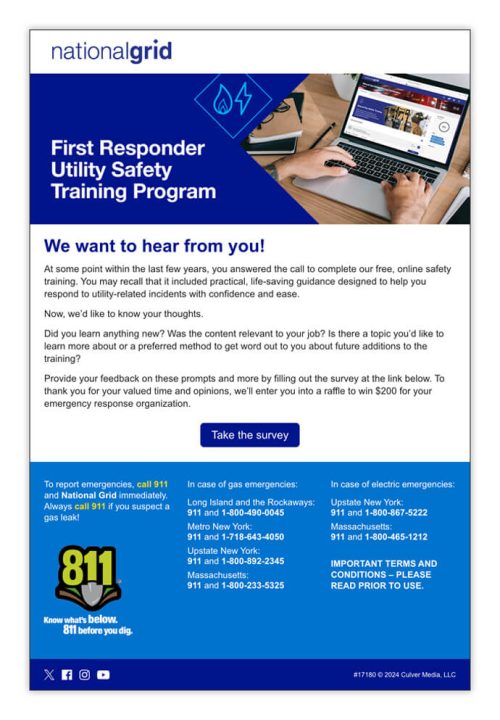 Emergency Officials pulse survey email