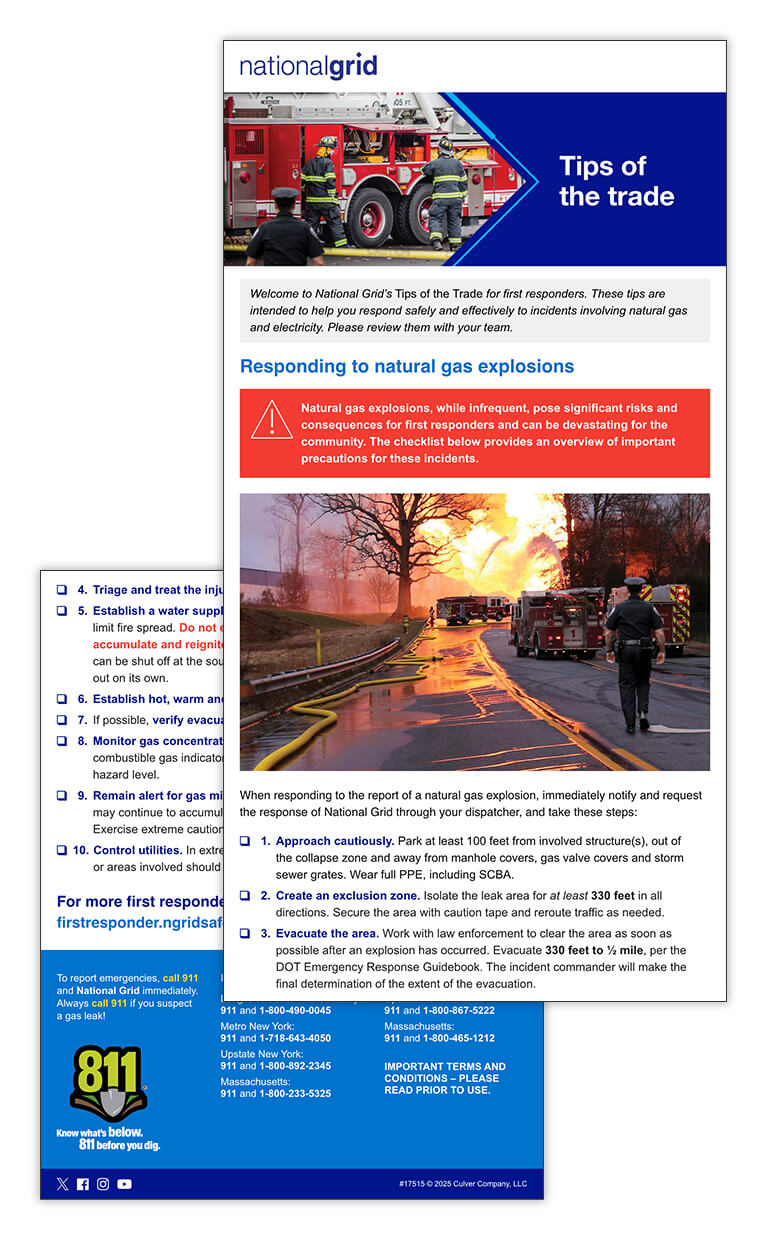 First responder tips of the trade email – Responding to natural gas explosions