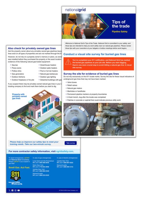 Damage prevention tips of the trade email – Conduct a visual site survey for buried gas lines