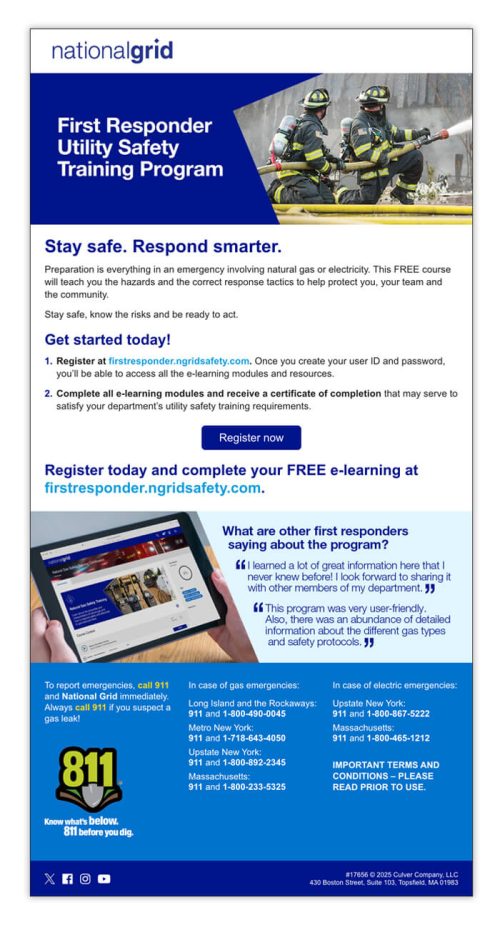 First Responder Utility Safety Training Program email