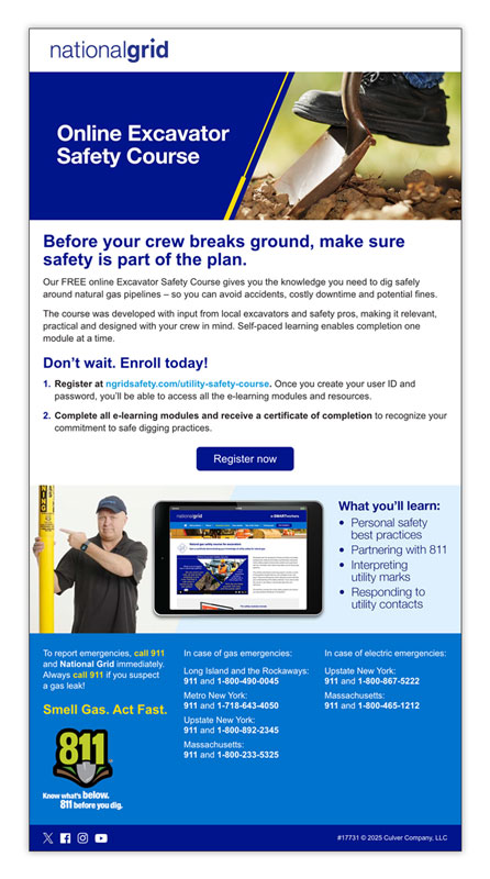 Online Excavator Safety Course email