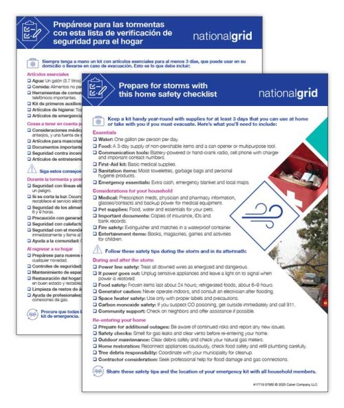Emergency storm safety checklist