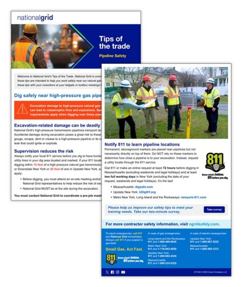 Damage prevention tips of the trade email – Dig safely near high‑pressure gas pipelines