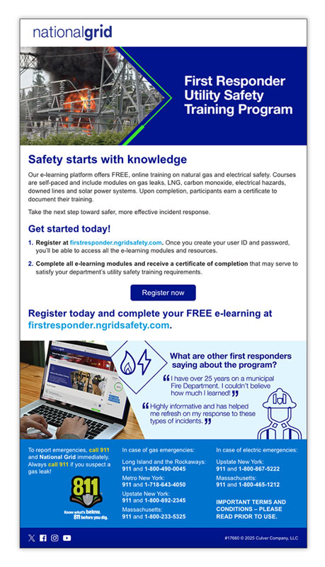 First Responder Utility Safety Training Program email