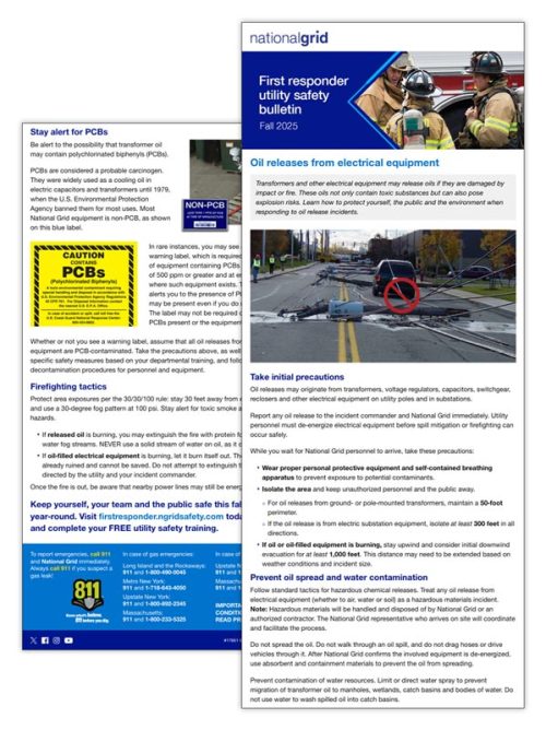 First responder utility safety bulletin – Oil releases from electrical equipment