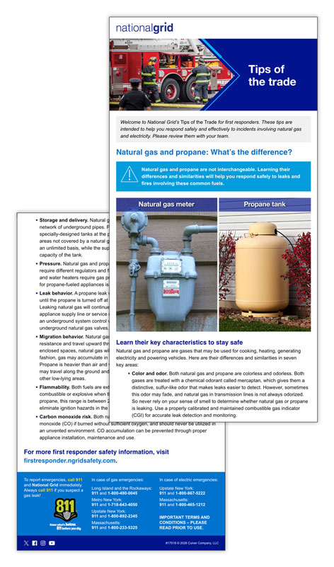 First responder tips of the trade email – Natural gas and propane: What’s the difference?
