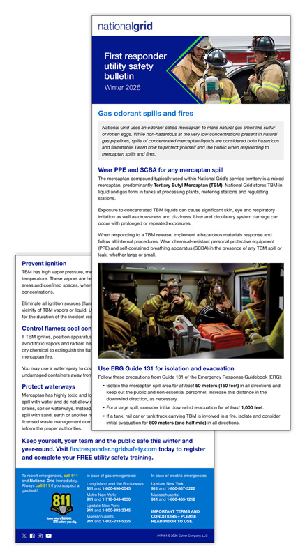 First responder utility safety bulletin – Gas odorant spills and fires