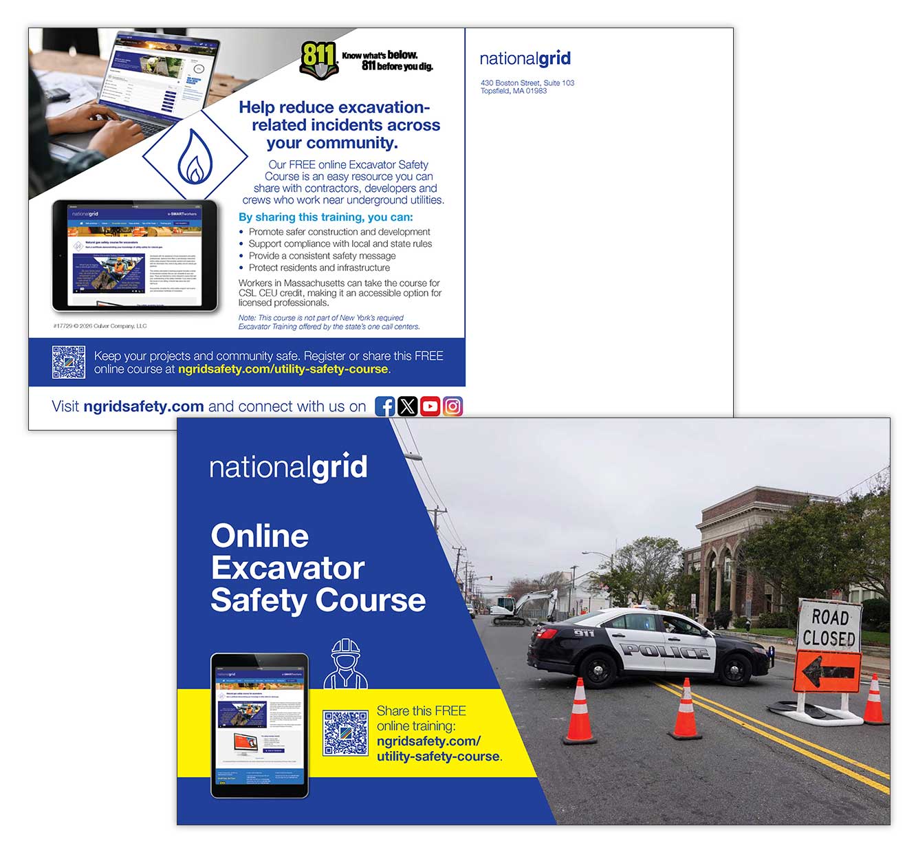 Online Excavator Safety Course Postcard