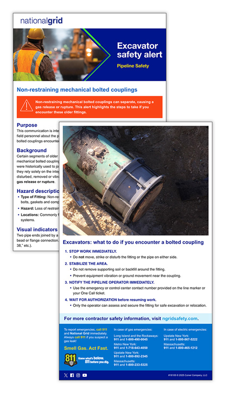 Excavator safety alert: Non-restraining mechanical bolted couplings email